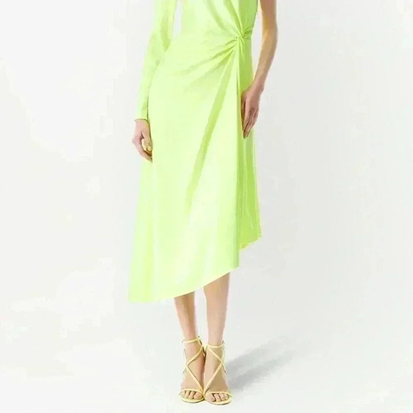 ALICE + OLIVIA Dora One-Shoulder Asymmetrical Yellow Neon Dress - Picture 6 of 9